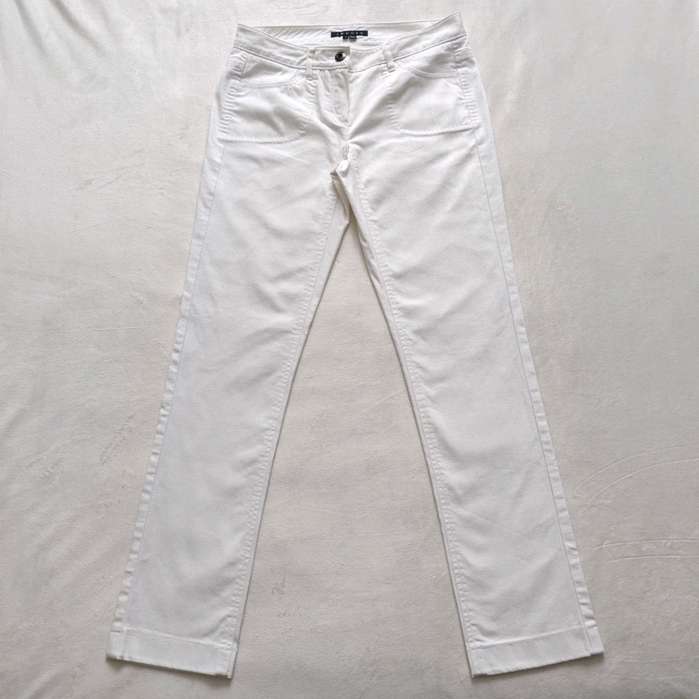 Theory Sz 2 Off White Grace Connecticut Denim Jeans Straight Leg Low Rise Cotton